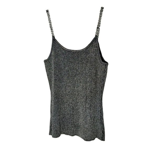 No Boundaries Sparkling Silver Chain Strap Tank Top Womens Size XS 1 - Picture 2 of 6